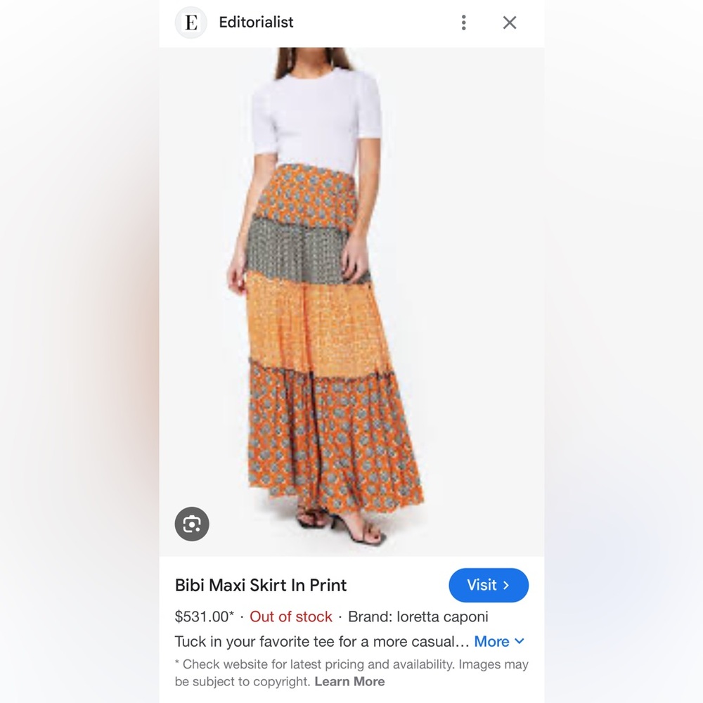 Loretta Caponi M Chic Orange and Gray Maxi Skirt